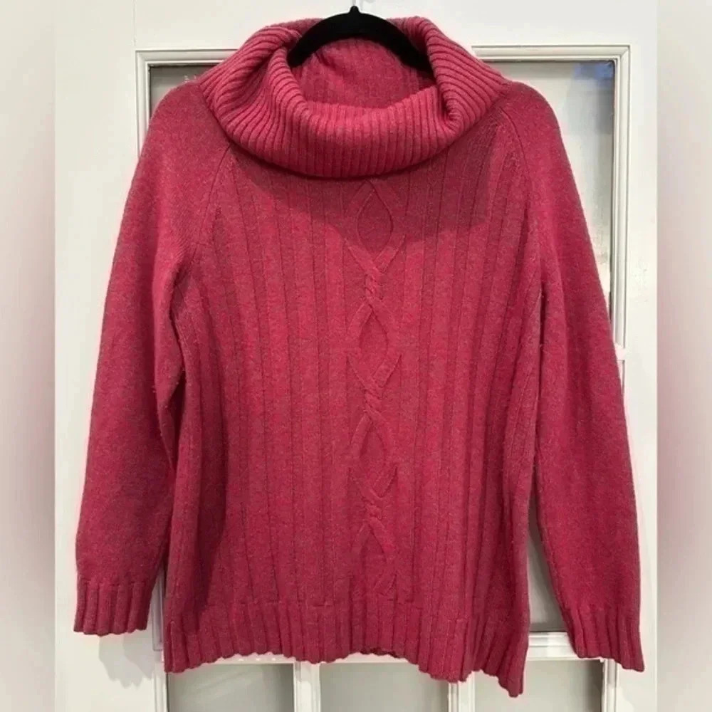 Talbots | Pink Merle Merino Wool Blend Turtleneck Sweater Size MP Medium Petite